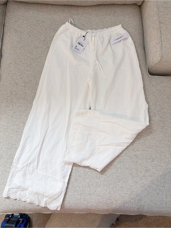 Princess Polly Pants - NWT Kissed Chaos Broderie Anglais Tie Waist Pants White US 4 Princess Polly